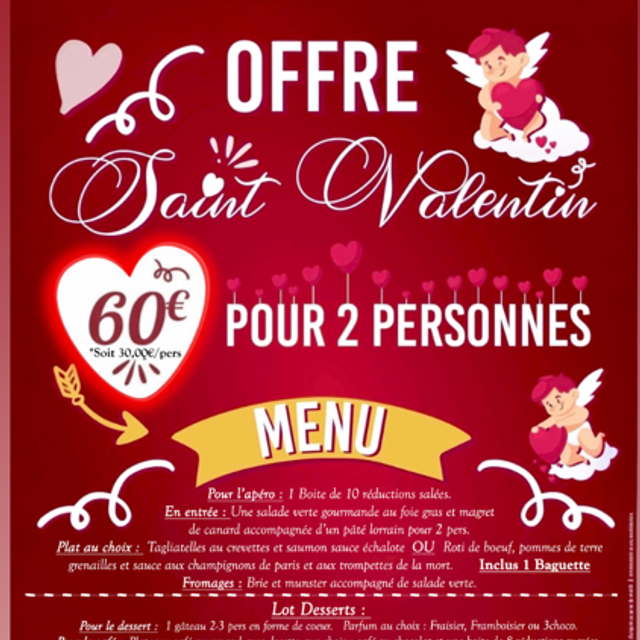 Menu complet St Valentin 