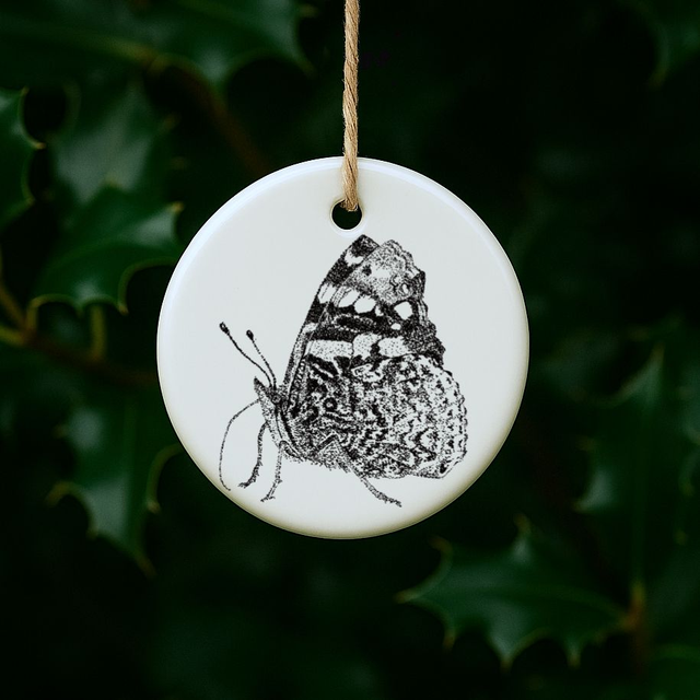 Red Admiral Butterfly Ceramic Disc