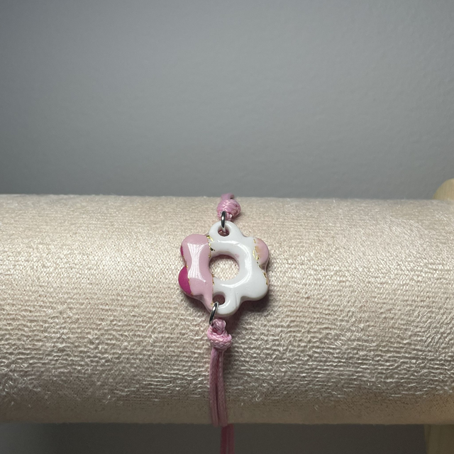 Bracelet Nylon Rose Liseré Doré