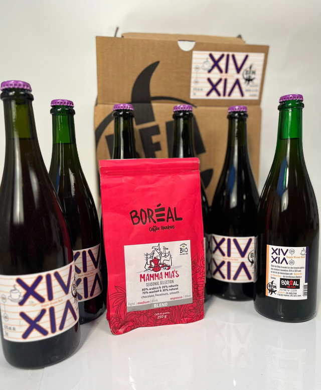 Set de Noël: 6 flacons de 37.5cl + 250g de délicieux café Boréal