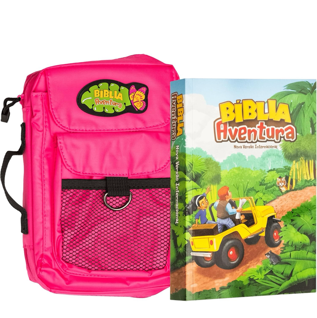 Bíblia Aventura para crianças, NVI, edição especial com bolsa rosa, Leitura Perfeita