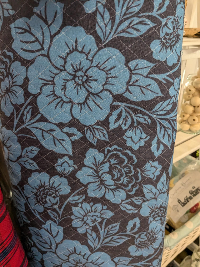 Navy/Blue Floral Quilt Effect Cotton Blend