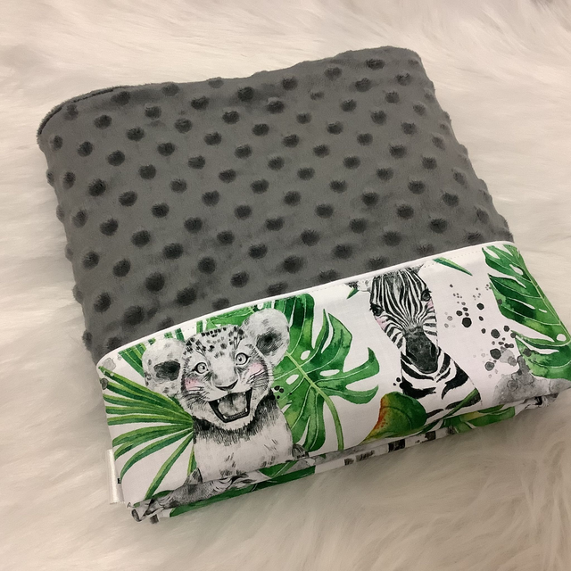 Couverture bébé jungle velours gris
