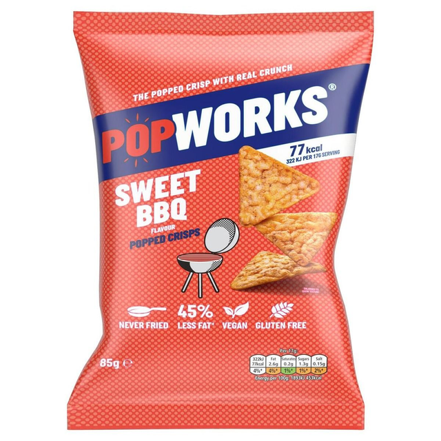 PopWorks Sweet BBQ Popped Crisps 85g