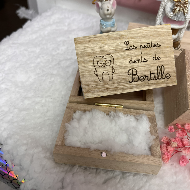 Boîte à dents rectangle en bois