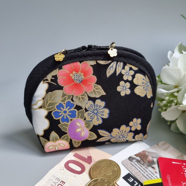 Porte-monnaie arrondi &quot;Kanako noir&quot;