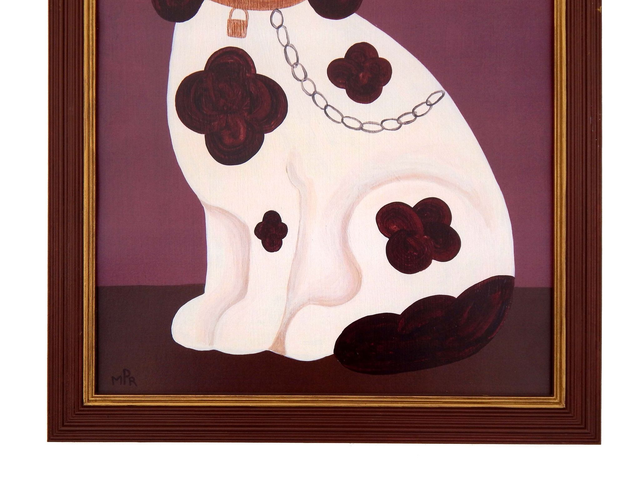 Framed Fine Art Print - Staffordshire Dog - Left Facing - Pink