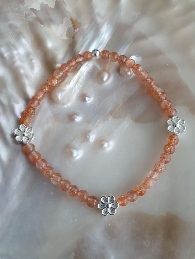 Armband Amazonit Mosambik mit Blumen