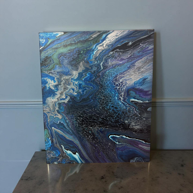 Hand Poured Acrylic Abstract Painting - 22x18 inch - POPOLS119