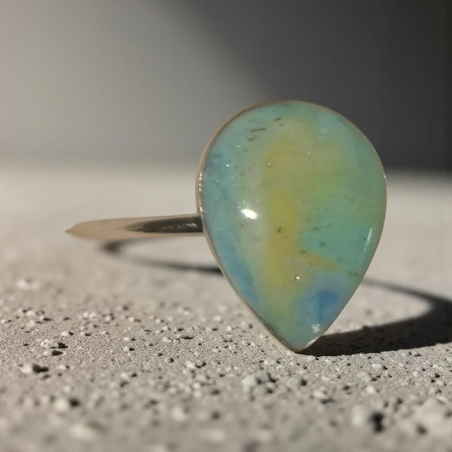 Bague bleu marbré jaune 