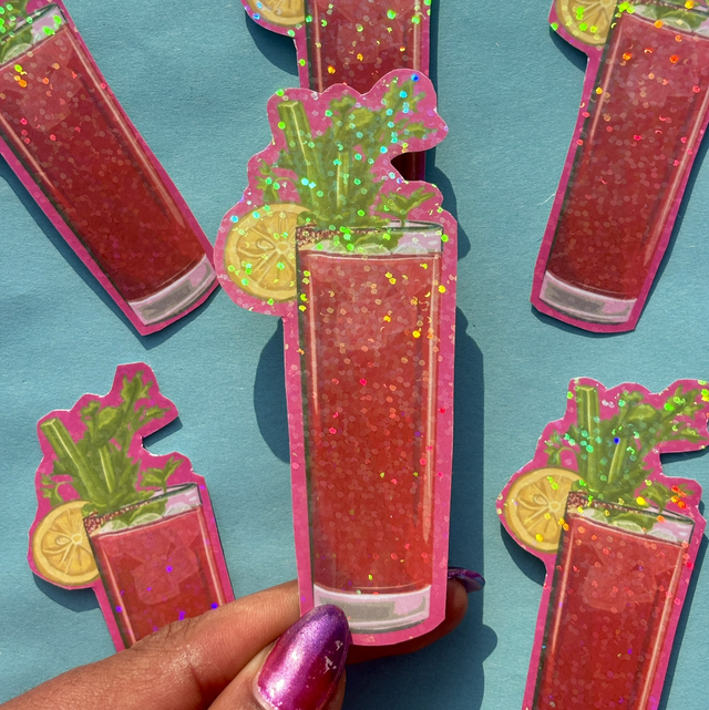 Bloody Mary Cocktail Holographic Sticker