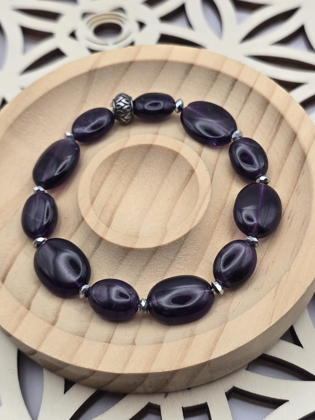 Bracelet Améthyste ovale foncée 