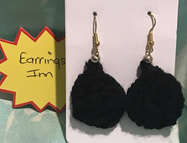 Black Plain Crochet Dangling Earrings - PCOD04