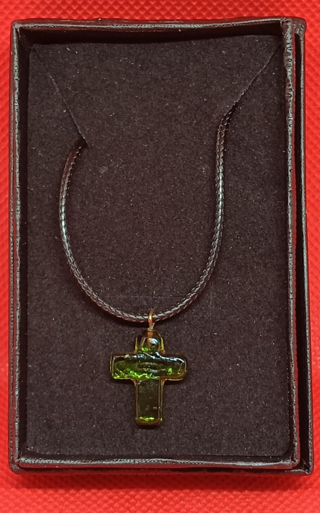 Yellow Resin Cross Pendant Necklace.