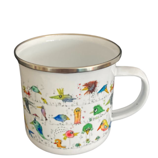 Emailletasse "Vögel"