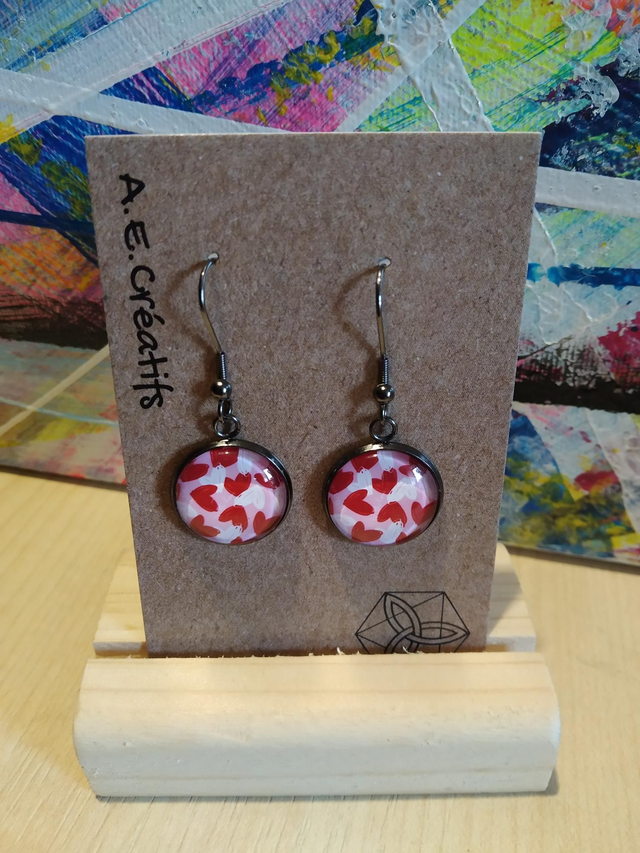 Boucles D&#039;oreilles Cabochons Coeur 