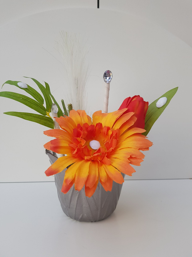 Composition Florale Orange Verte