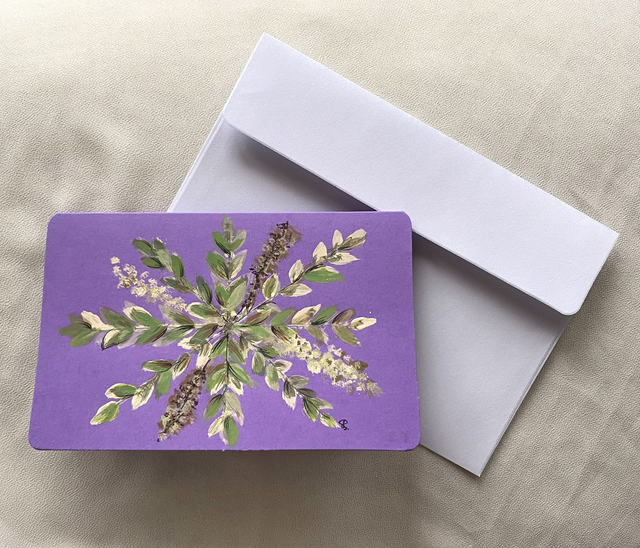 Doppelkarte abgerundet - Schneeblume auf violett