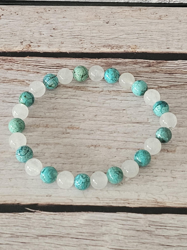 Bracelet en Chrysocolle &amp; Quartz – 8 mm