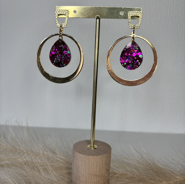 Boucles d’oreilles paillettes violettes