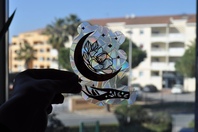 Attrape Soleil Statique - Main avec Croissant de Lune - Suncatcher