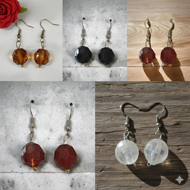 Boucles d'oreilles suspendues boules facettes 