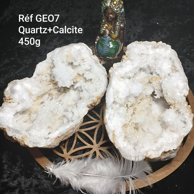 Géode Quartz Cristal&amp;Calcite * env12cm