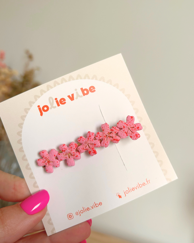 Barrette hibiscus - Rose et rouge
