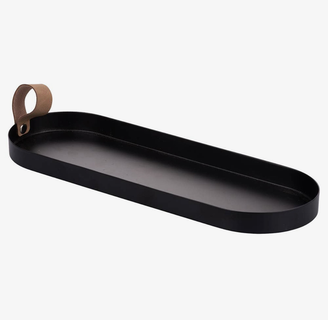 VDE Tivoli 1996 - Black Metal Tray / Leather Handle 35.5x12x2