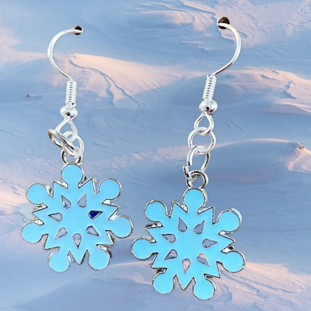 Icy Blue Snowflake Earrings 