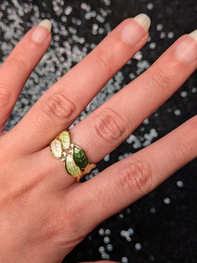 Bague email feuilles 