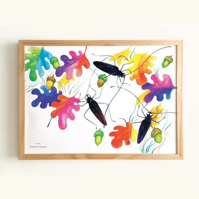 Affiche &quot;Feuilles d&#039;automne et coléoptères&quot;