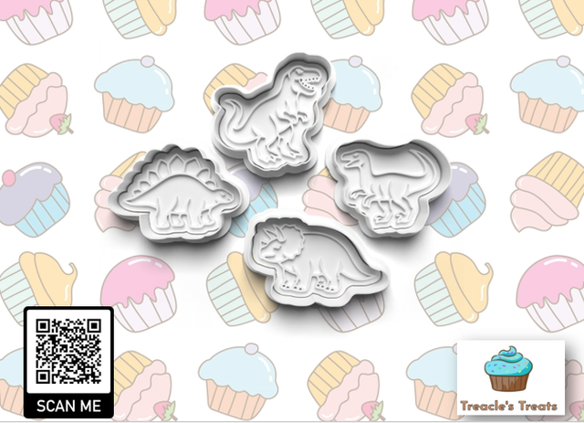 Realistic Dinosaurs Fondant/cookie stamps with cutters