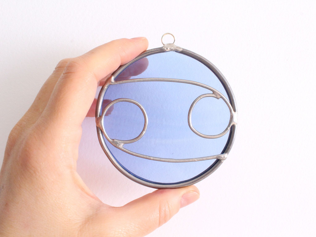 ♋ Suspension astro &quot;Cancer&quot; en vitrail