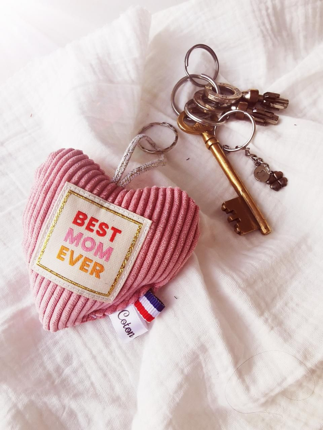 Porte-clefs COLETTE velour rose 