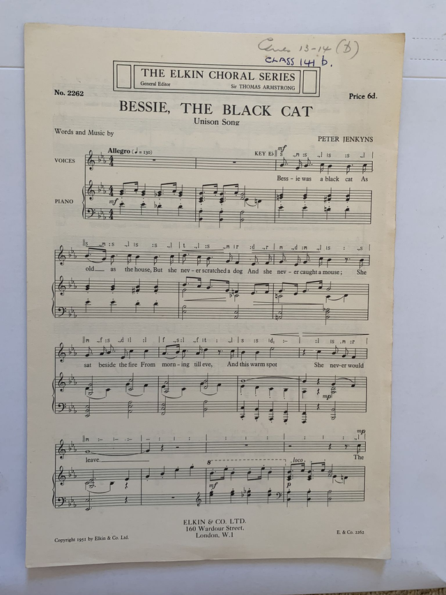 Bessie, The Black Cat Choral Sheet Music