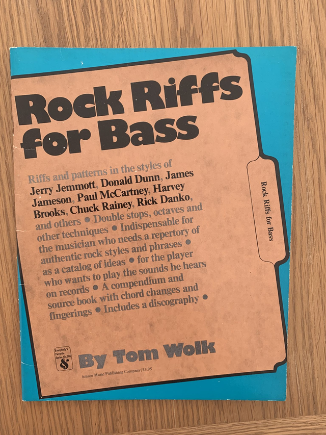 Rock Riffs for Bass by Tom Wolk 1978 Vintage Bass Guitar Practice Music Book