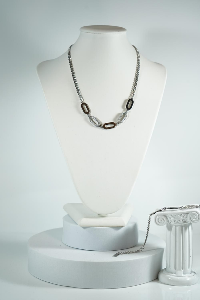 Parure de bijoux en acier inoxydable argent