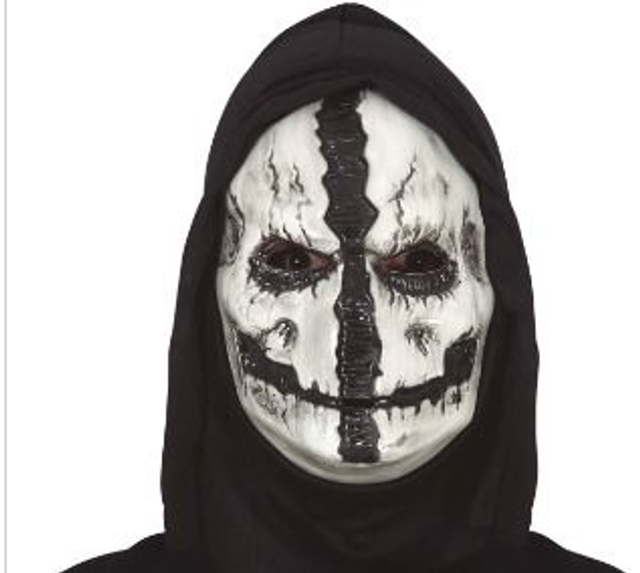 HALLOWEEN ,  20004 MASCHERA UOMO MORTO CON CAPPUCCIO, PVC