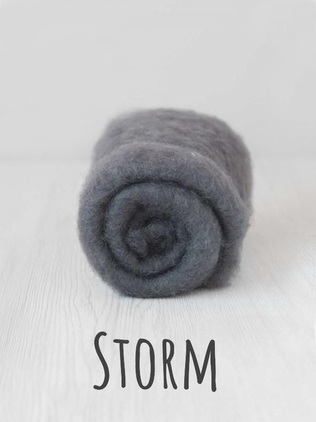 Carded wool for Needle Felting Maori DHG Carded Batt - Storm