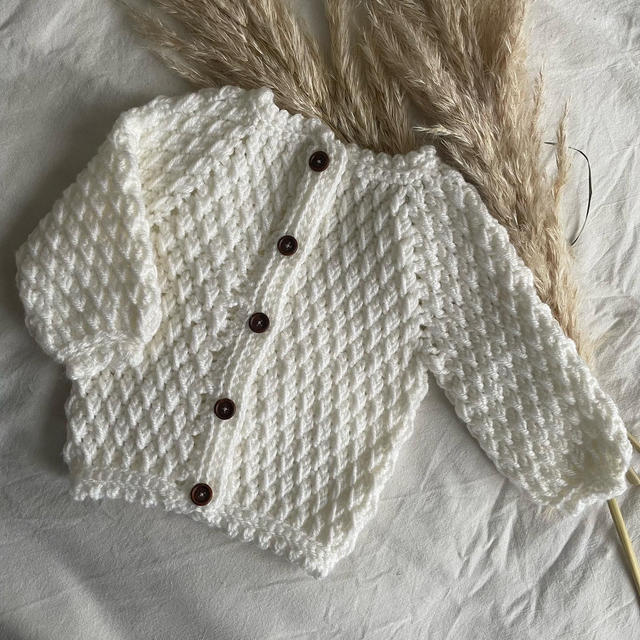 Ivory pine stitch crochet cardigan