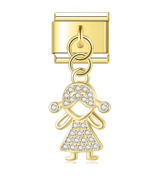 Charm Niña con Cachitos Dorado