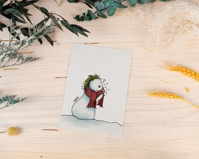 Graspapierkarte - Niedlicher Schneemann