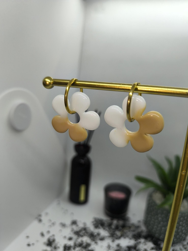 Pampilles interchangeables BORA bicolore beige et blanc 