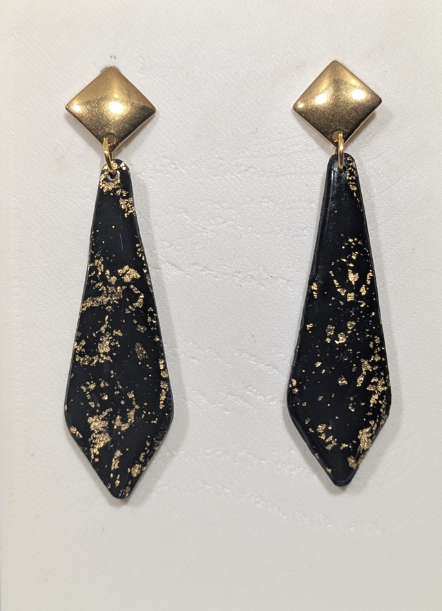 Boucles d'oreilles noir et or