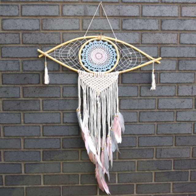 Dream Catcher Protection Large Evil Eye White/Pink/Blue