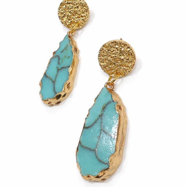 Pendientes turquesa dorado 