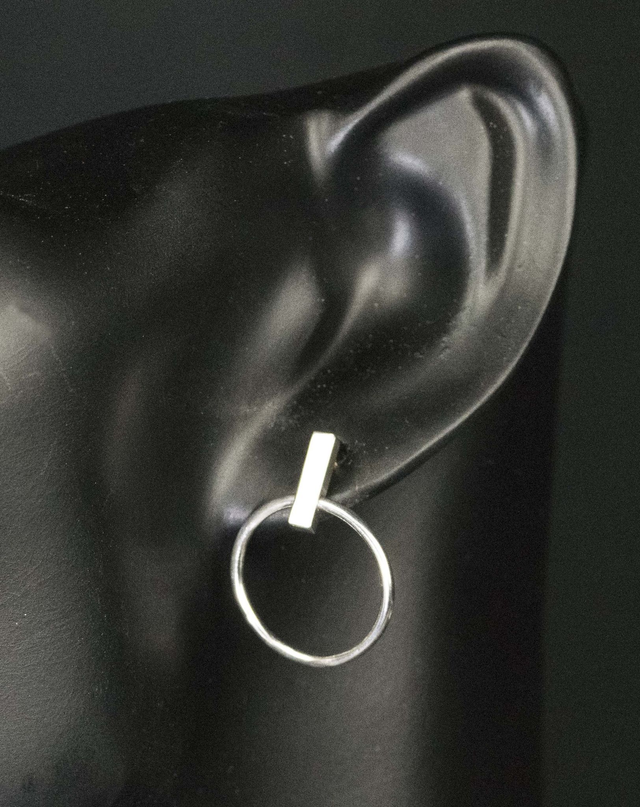 Silver Dangly Hooped Ear Studs