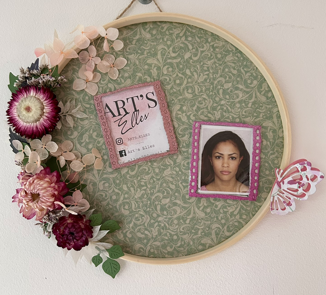 Porte photos rond fleuri 