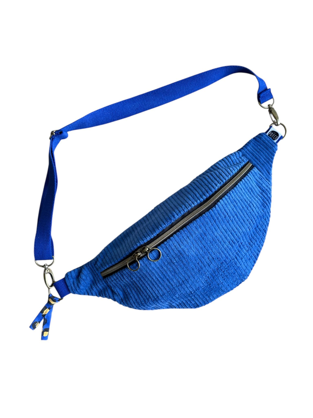 Sac Banane Uni velours côtelé BLEU ELECTRIQUE